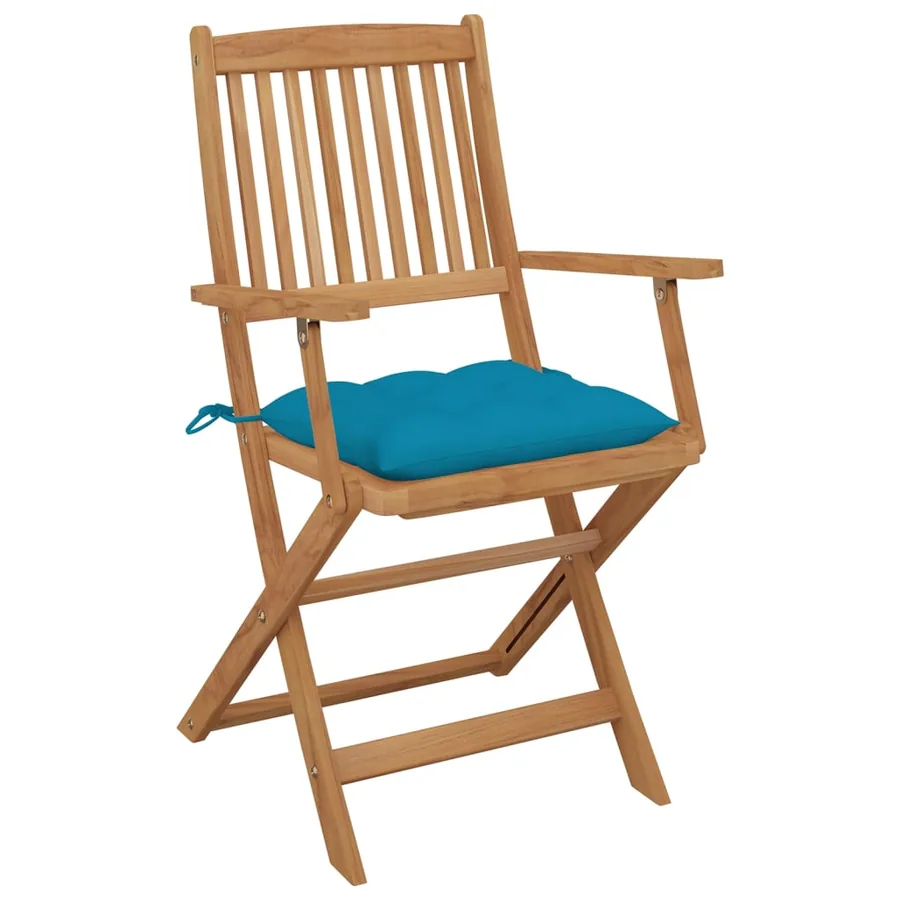 Chaises pliables d'extérieur et coussins lot de 8 Bois d'acacia - 2