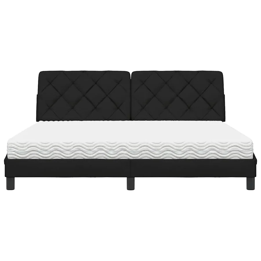 Lit avec matelas noir 180x200 cm tissu - 5