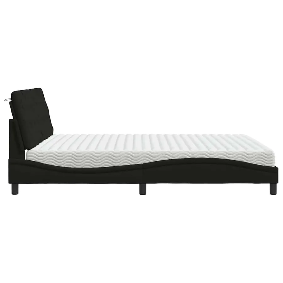 Lit avec matelas noir 180x200 cm tissu - 6