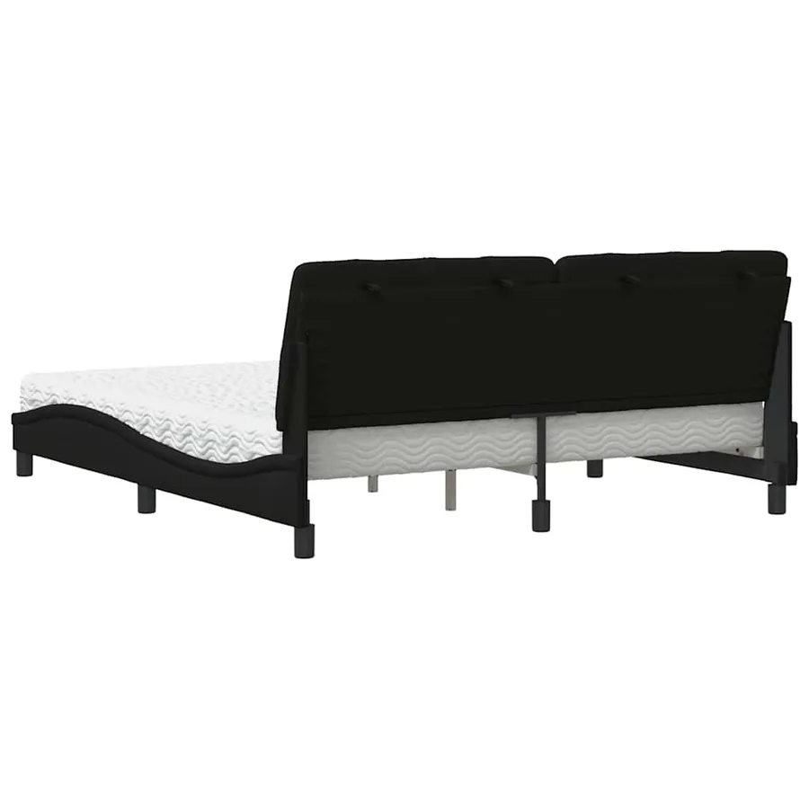 Lit avec matelas noir 180x200 cm tissu - 7