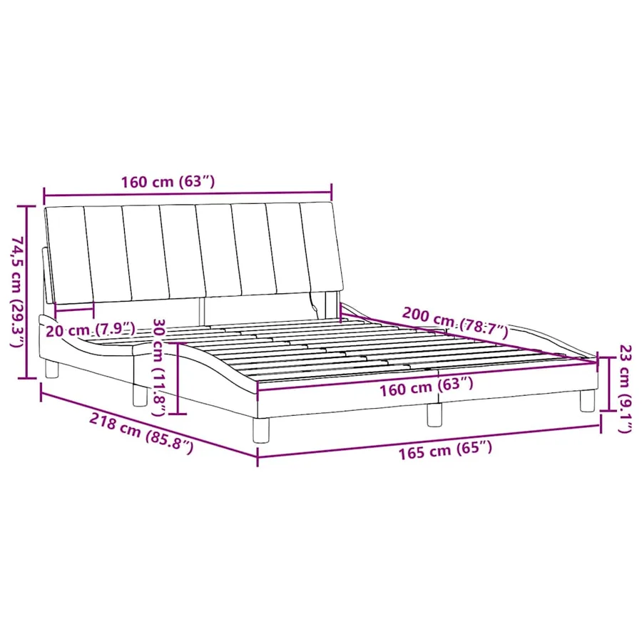 Cadre de lit sans matelas Hanko noir 160x200 cm tissu - 16