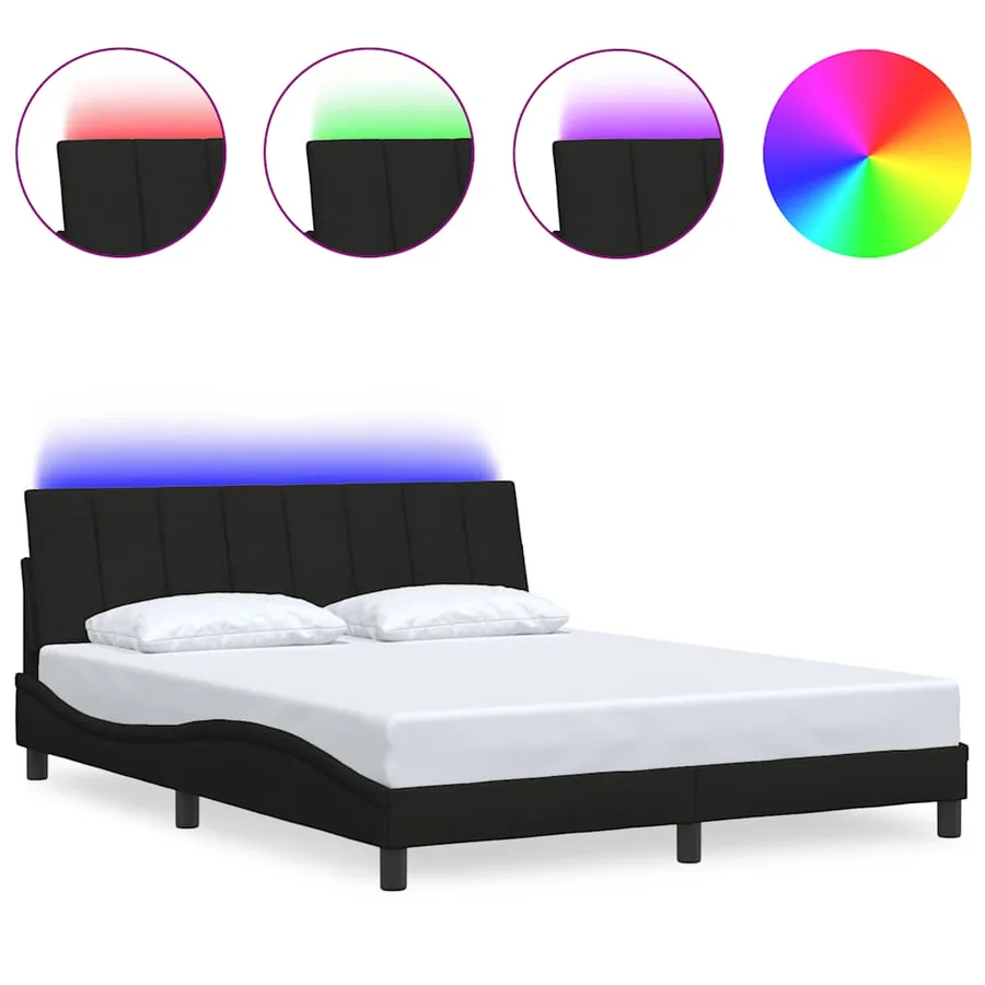Cadre de lit sans matelas Hanko noir 160x200 cm tissu - 2