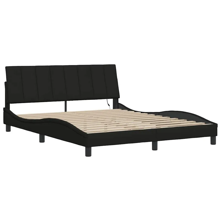 Cadre de lit sans matelas Hanko noir 160x200 cm tissu - 5