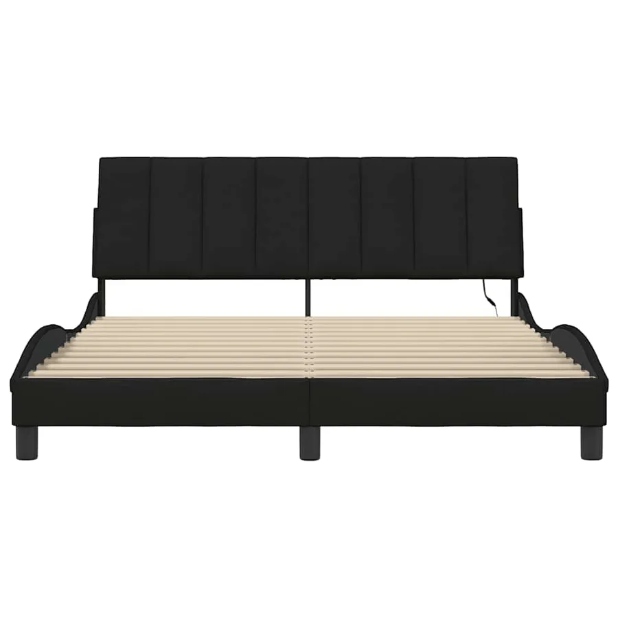 Cadre de lit sans matelas Hanko noir 160x200 cm tissu - 6