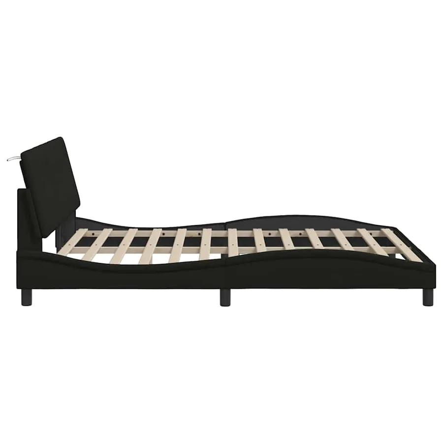 Cadre de lit sans matelas Hanko noir 160x200 cm tissu - 9