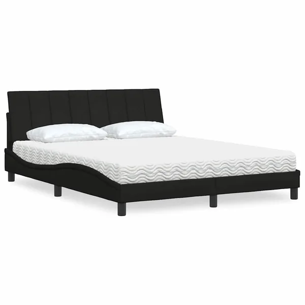 Lit avec matelas Hanko noir 160x200 cm tissu
