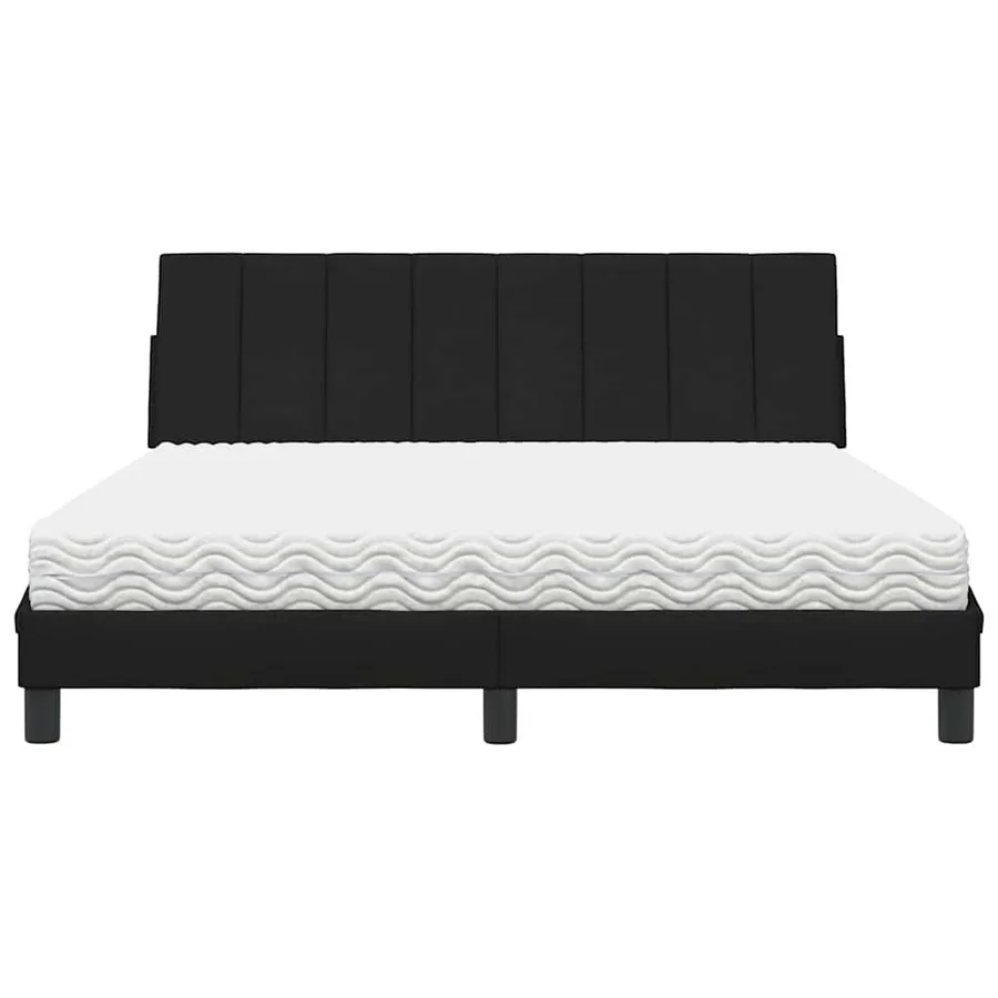 Lit avec matelas Hanko noir 160x200 cm tissu - 5