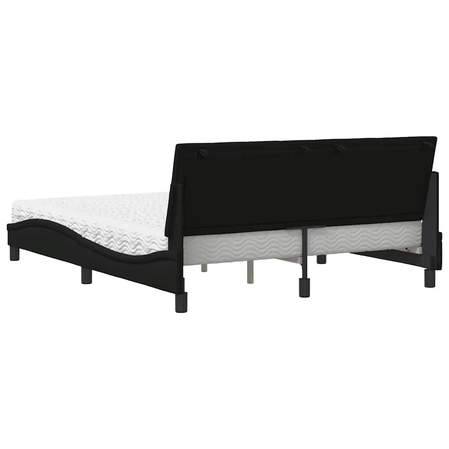 Lit avec matelas Hanko noir 160x200 cm tissu - 7