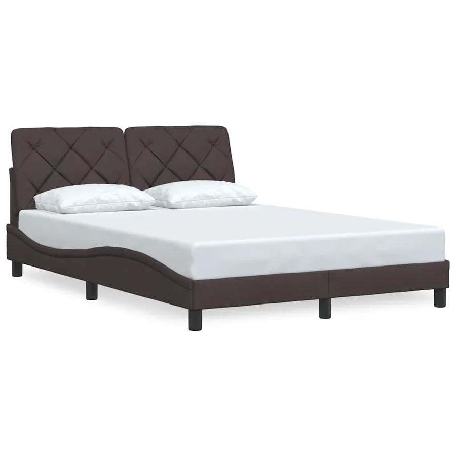 Cadre de lit sans matelas marron foncé 140x200 cm tissu - 3
