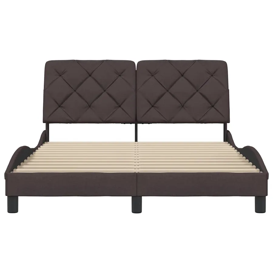 Cadre de lit sans matelas marron foncé 140x200 cm tissu - 5