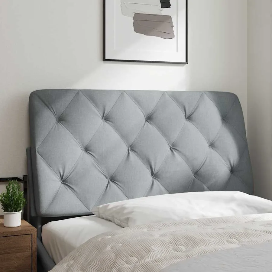 Coussin de tête de lit gris clair 100 cm tissu - 2
