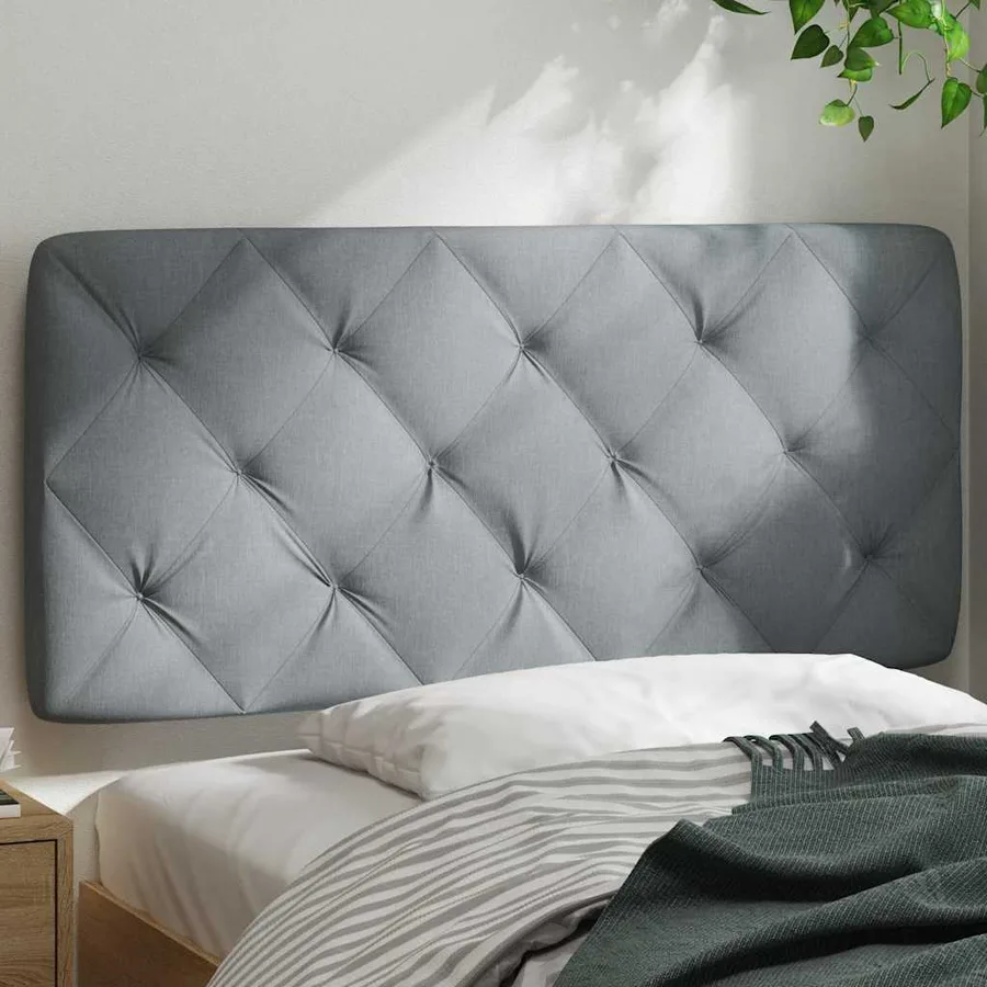 Coussin de tête de lit gris clair 100 cm tissu - 3