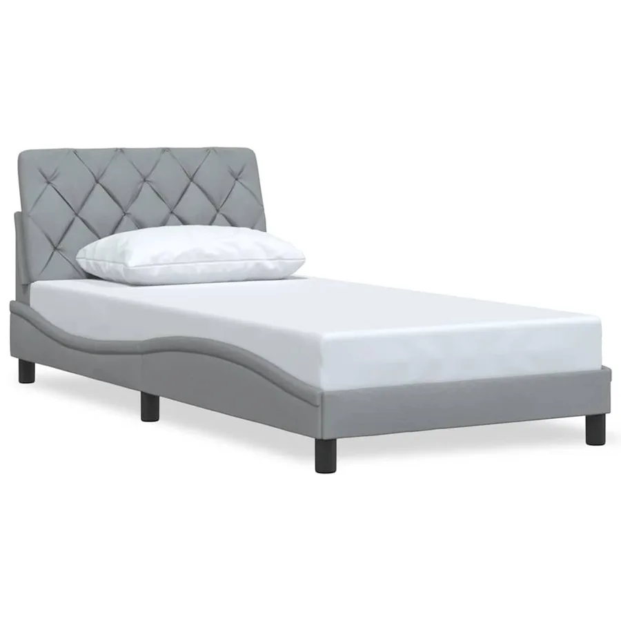 Cadre de lit sans matelas gris clair 100x200 cm tissu - 2