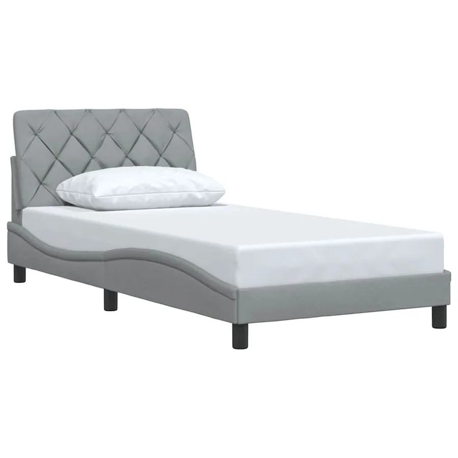 Cadre de lit sans matelas gris clair 100x200 cm tissu - 3