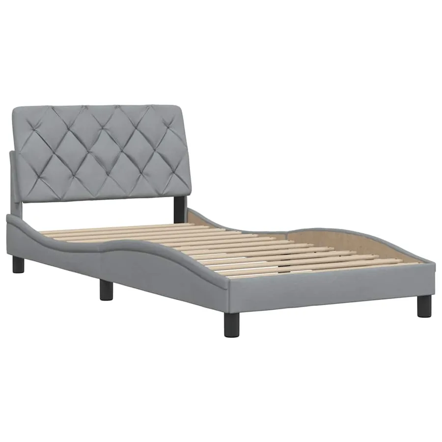 Cadre de lit sans matelas gris clair 100x200 cm tissu - 4
