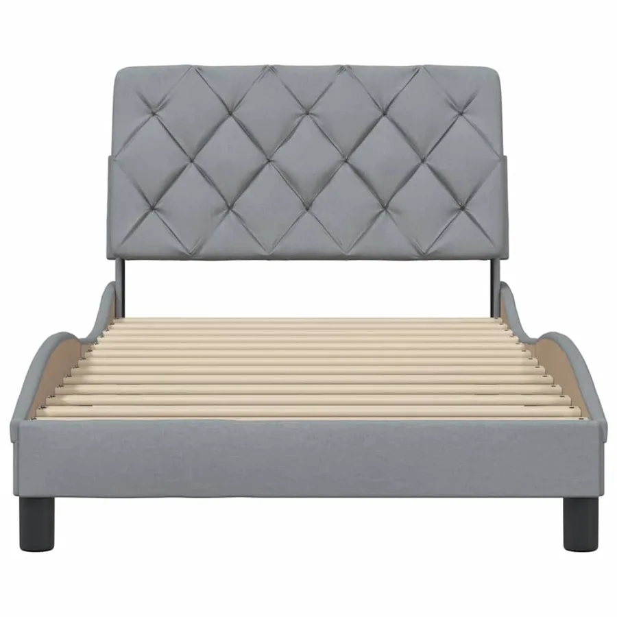 Cadre de lit sans matelas gris clair 100x200 cm tissu - 5