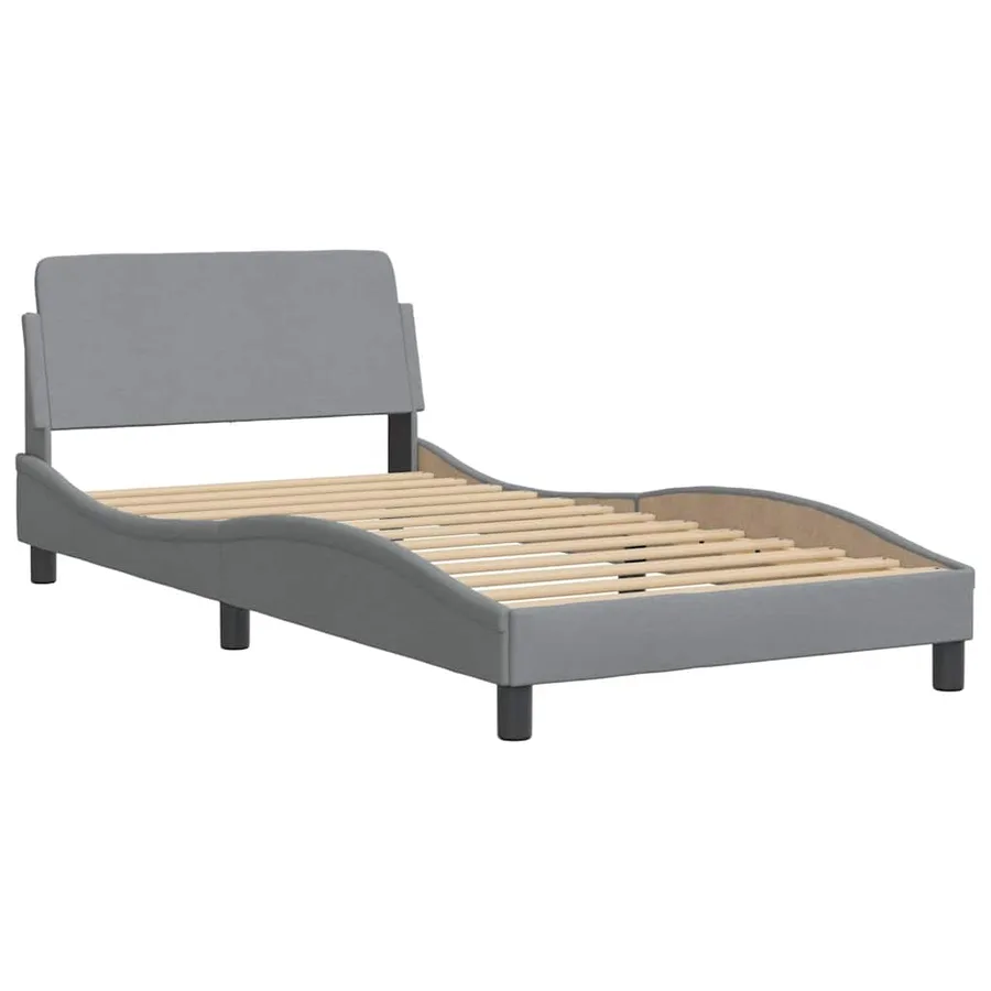 Cadre de lit sans matelas gris clair 100x200 cm tissu - 6