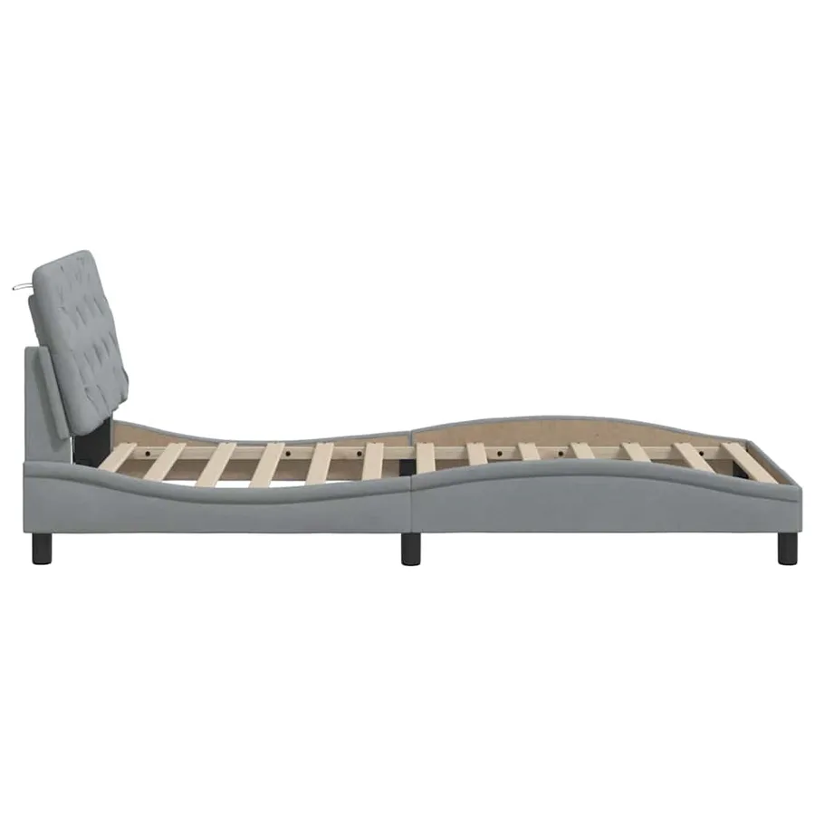 Cadre de lit sans matelas gris clair 100x200 cm tissu - 8