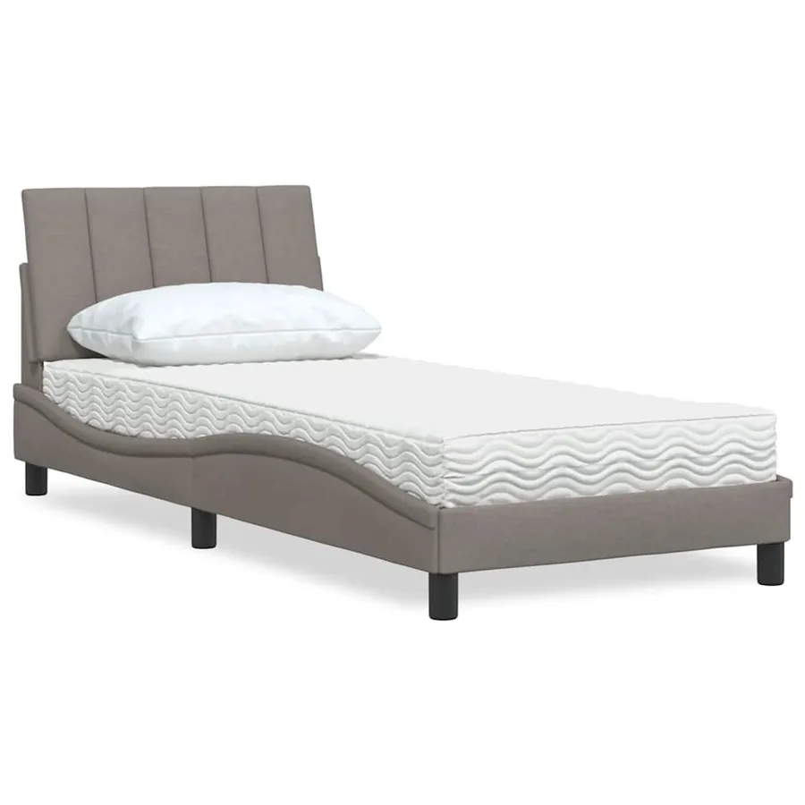 Lit avec matelas Hanko taupe 80x200 cm tissu