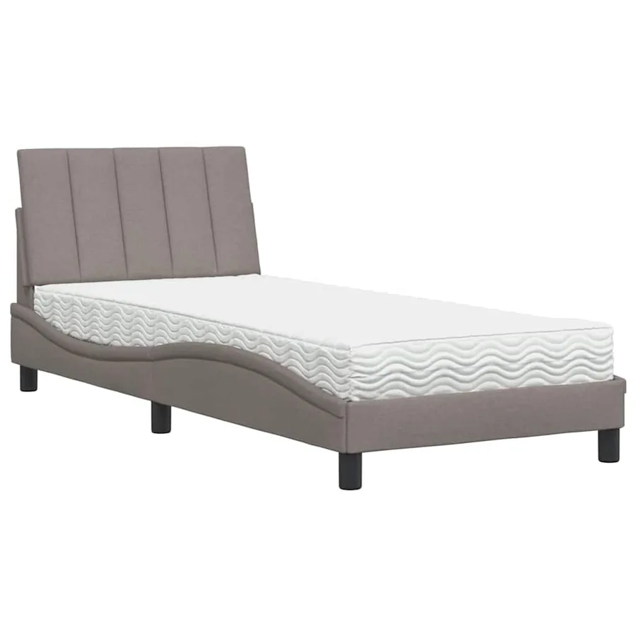Lit avec matelas Hanko taupe 80x200 cm tissu - 2
