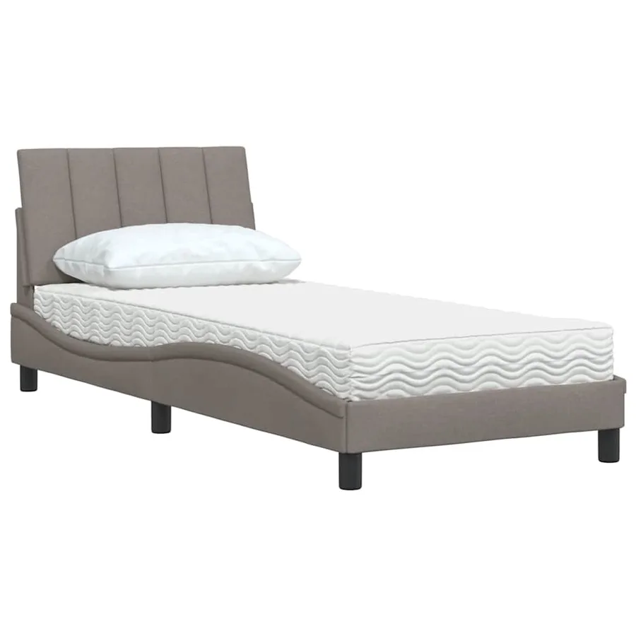 Lit avec matelas Hanko taupe 80x200 cm tissu - 4