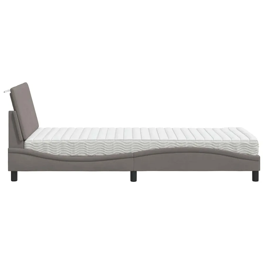Lit avec matelas Hanko taupe 80x200 cm tissu - 6