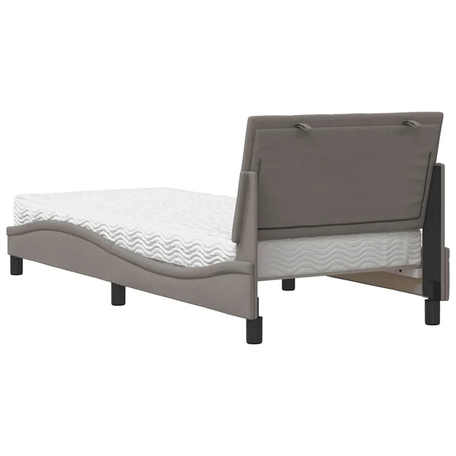 Lit avec matelas Hanko taupe 80x200 cm tissu - 7