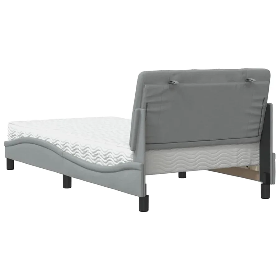 Lit avec matelas gris clair 100x200 cm tissu - 7