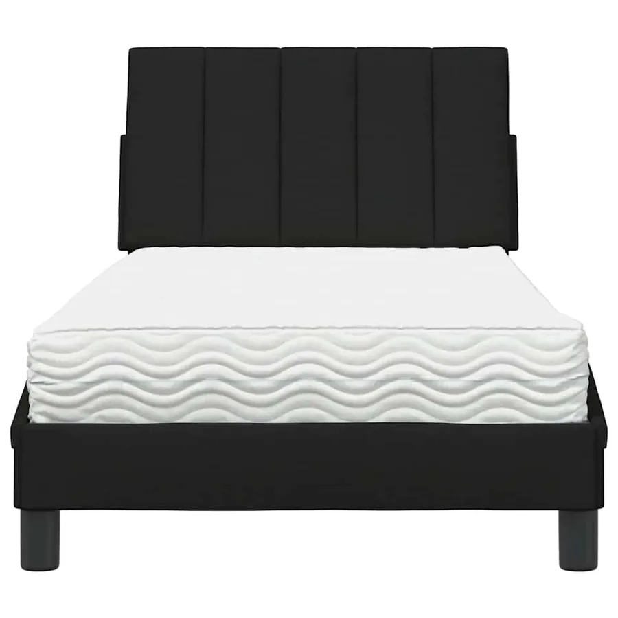 Lit avec matelas Hanko noir 80x200 cm tissu - 5