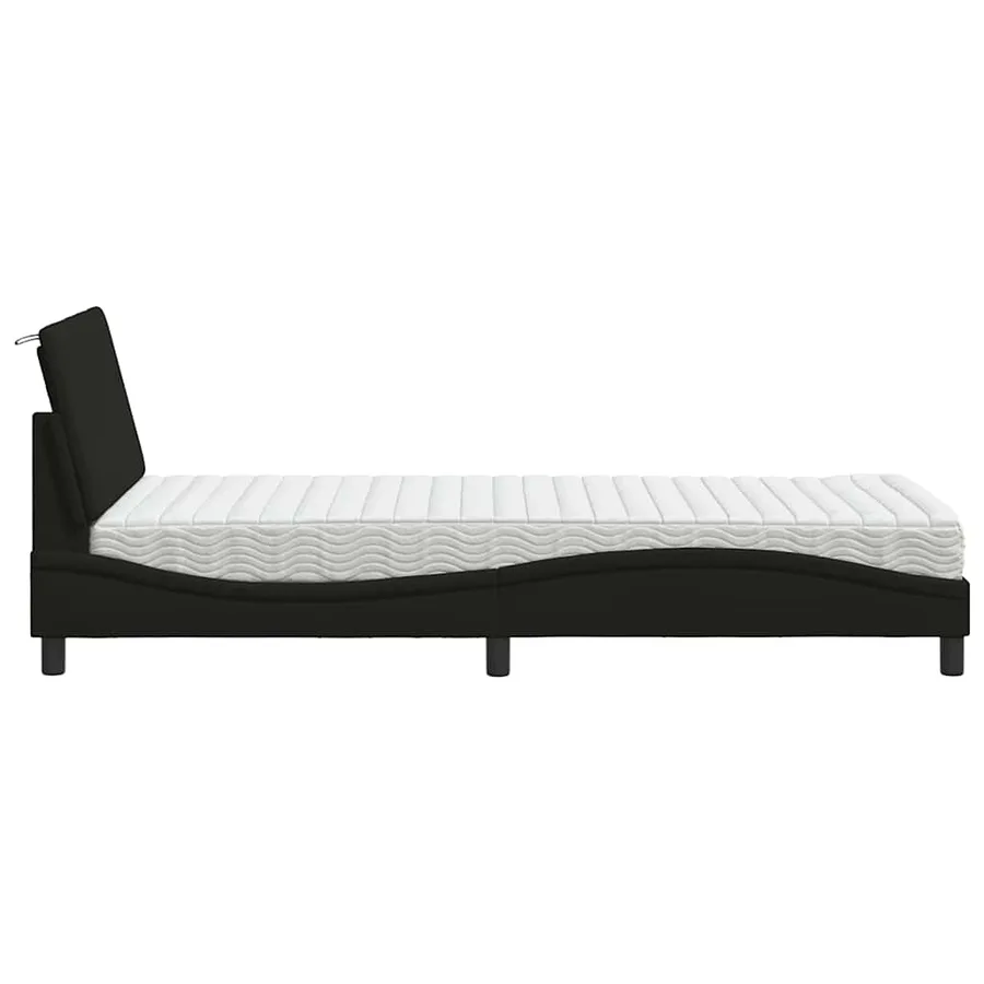 Lit avec matelas Hanko noir 80x200 cm tissu - 6