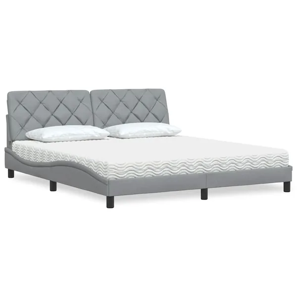 Lit avec matelas gris clair 180x200 cm tissu