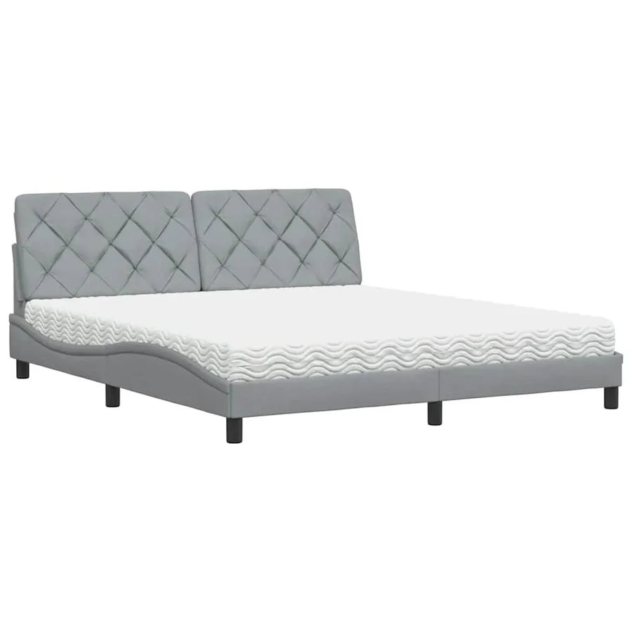 Lit avec matelas gris clair 180x200 cm tissu - 2