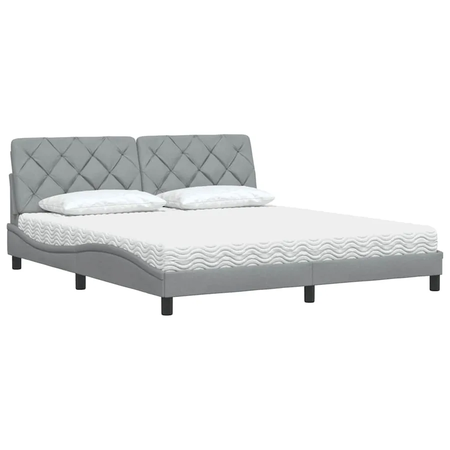 Lit avec matelas gris clair 180x200 cm tissu - 4
