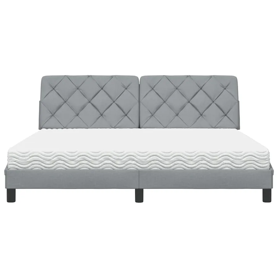 Lit avec matelas gris clair 180x200 cm tissu - 5