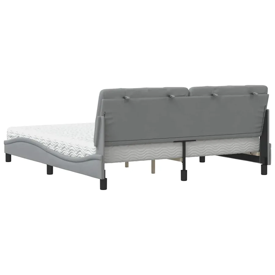 Lit avec matelas gris clair 180x200 cm tissu - 7