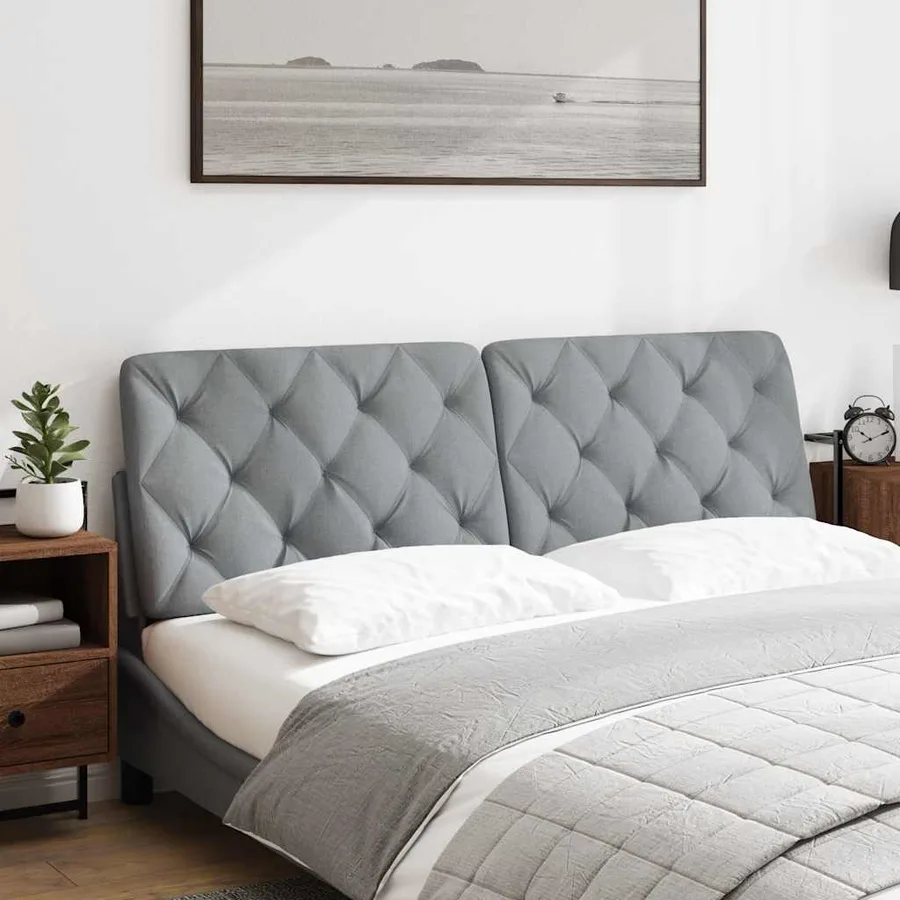 Coussin de tête de lit gris clair 160 cm tissu - 2