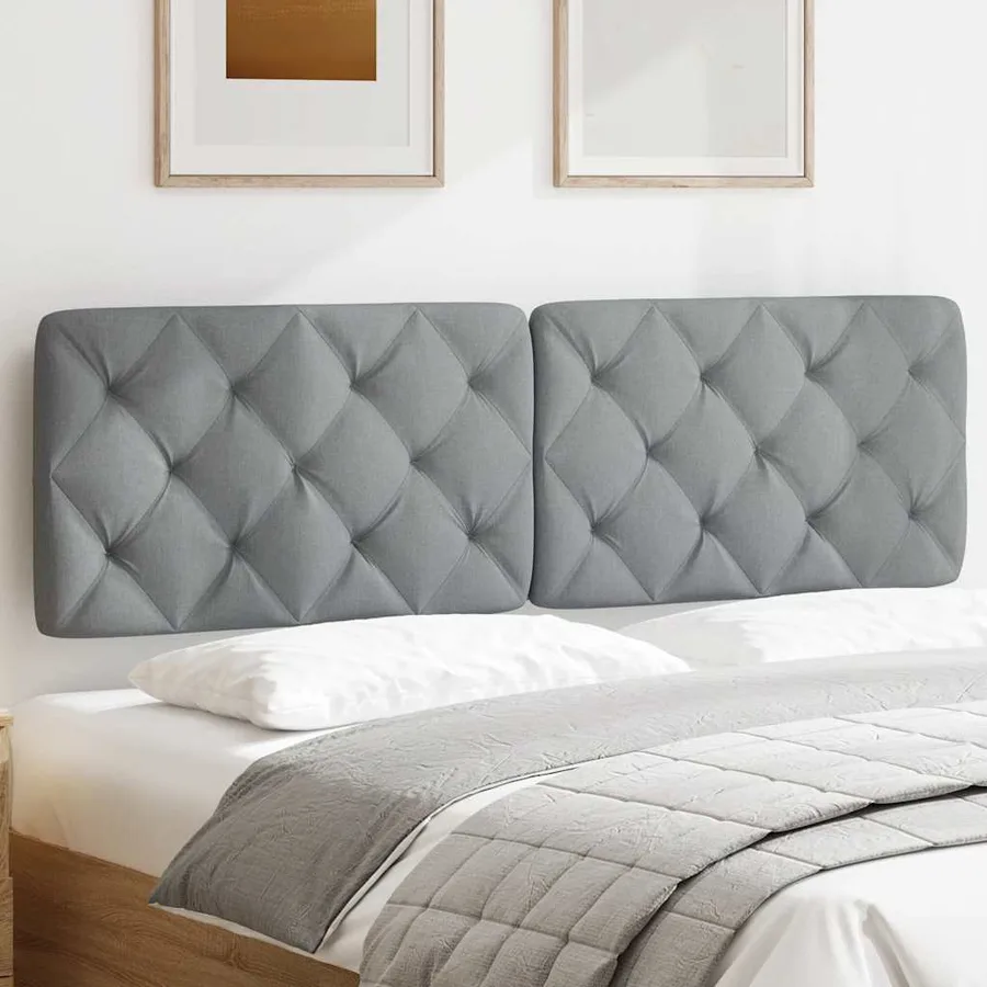 Coussin de tête de lit gris clair 160 cm tissu - 3
