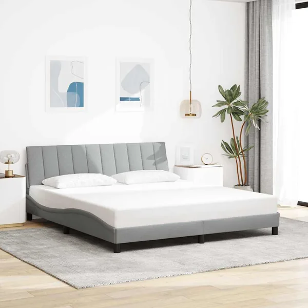 Cadre de lit sans matelas Hanko gris clair 180x200 cm tissu