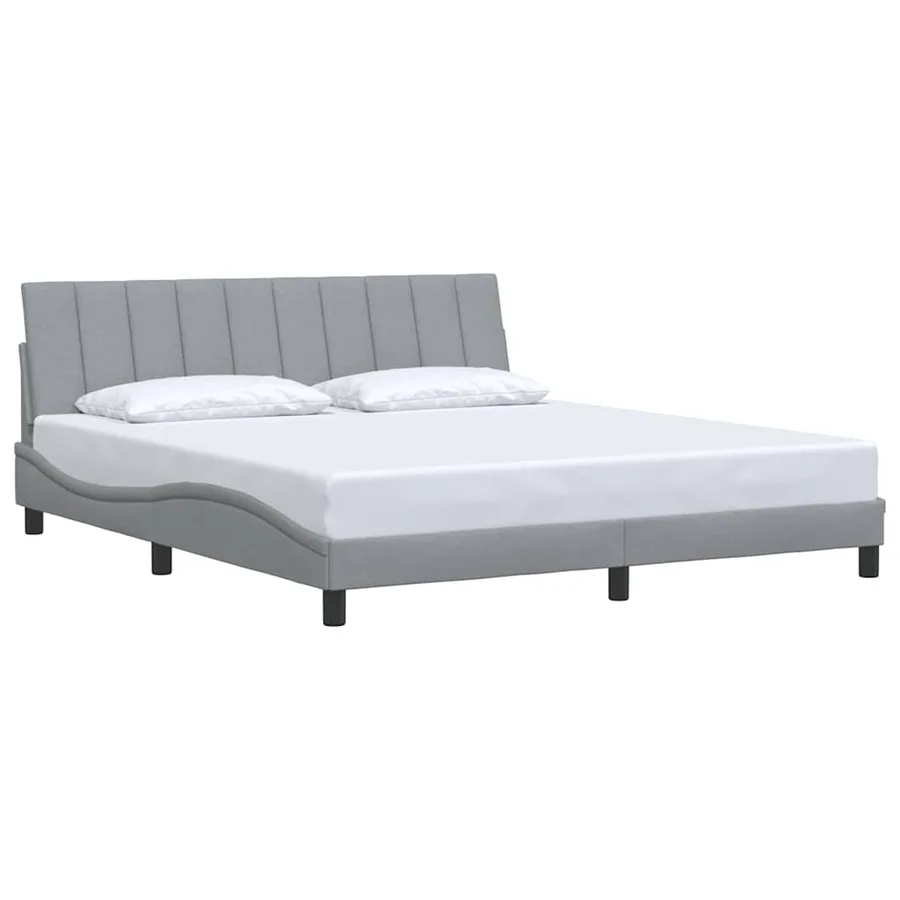 Cadre de lit sans matelas Hanko gris clair 180x200 cm tissu - 3