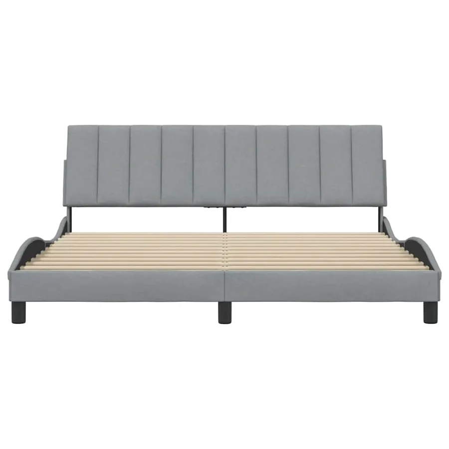 Cadre de lit sans matelas Hanko gris clair 180x200 cm tissu - 4