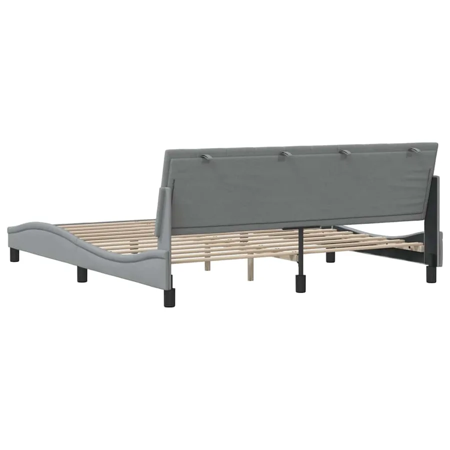 Cadre de lit sans matelas Hanko gris clair 180x200 cm tissu - 9
