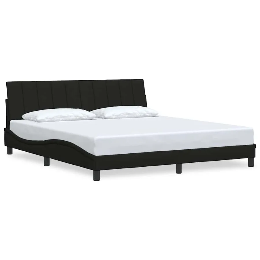 Cadre de lit sans matelas Hanko noir 180x200 cm tissu - 2