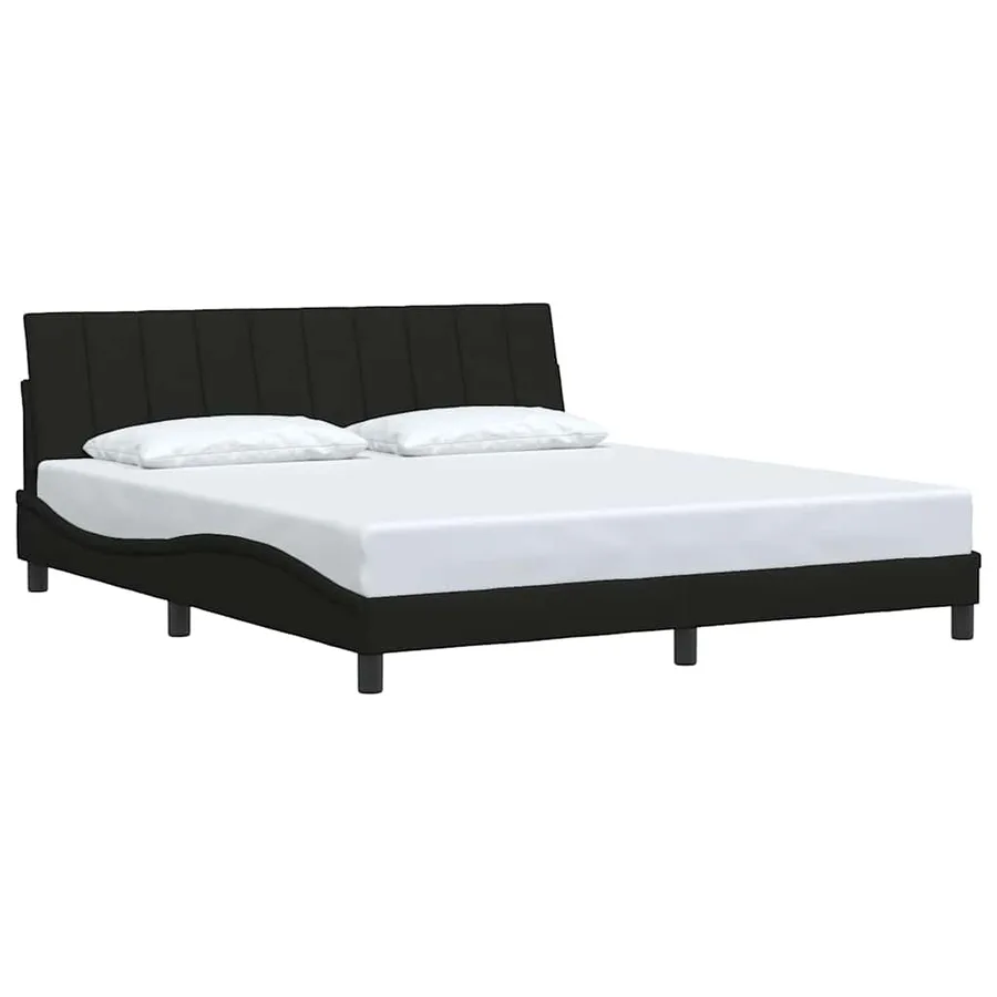 Cadre de lit sans matelas Hanko noir 180x200 cm tissu - 3