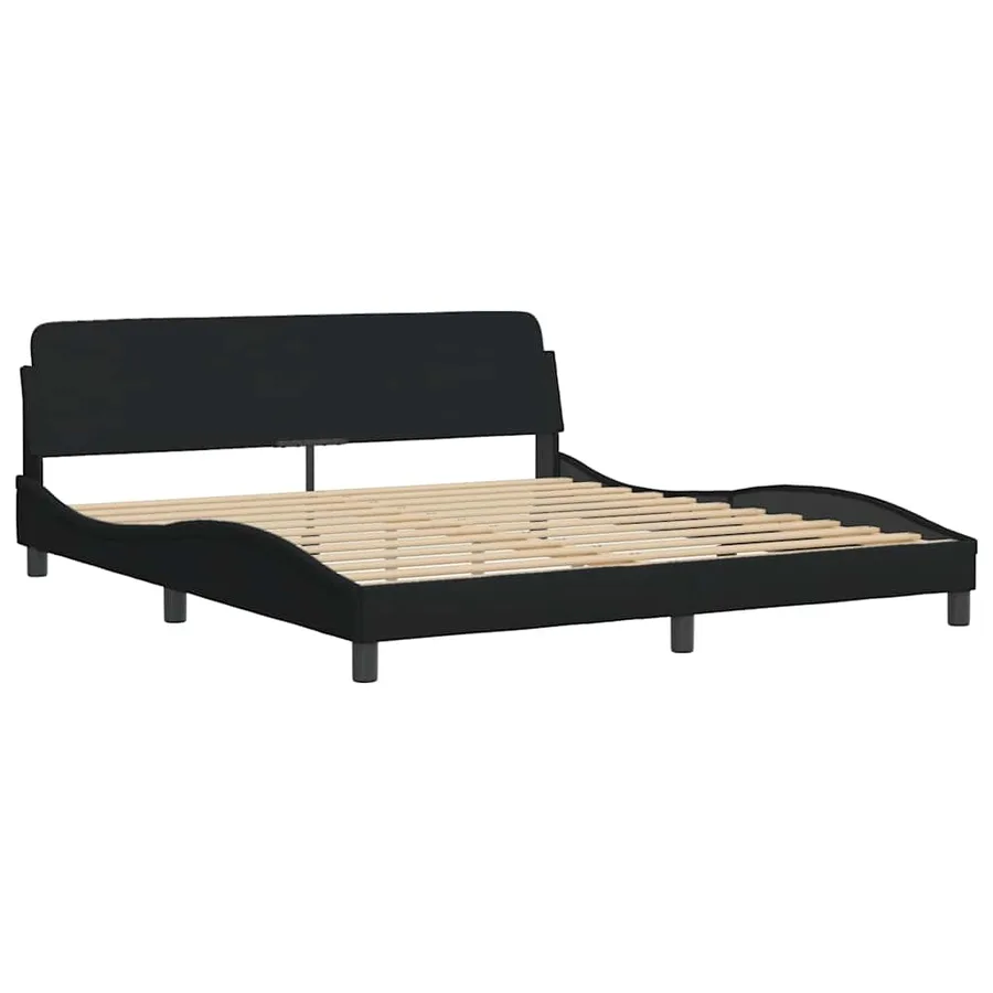 Cadre de lit sans matelas Hanko noir 180x200 cm tissu - 5