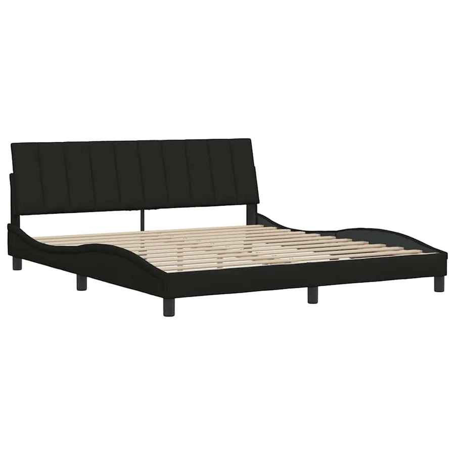 Cadre de lit sans matelas Hanko noir 180x200 cm tissu - 7