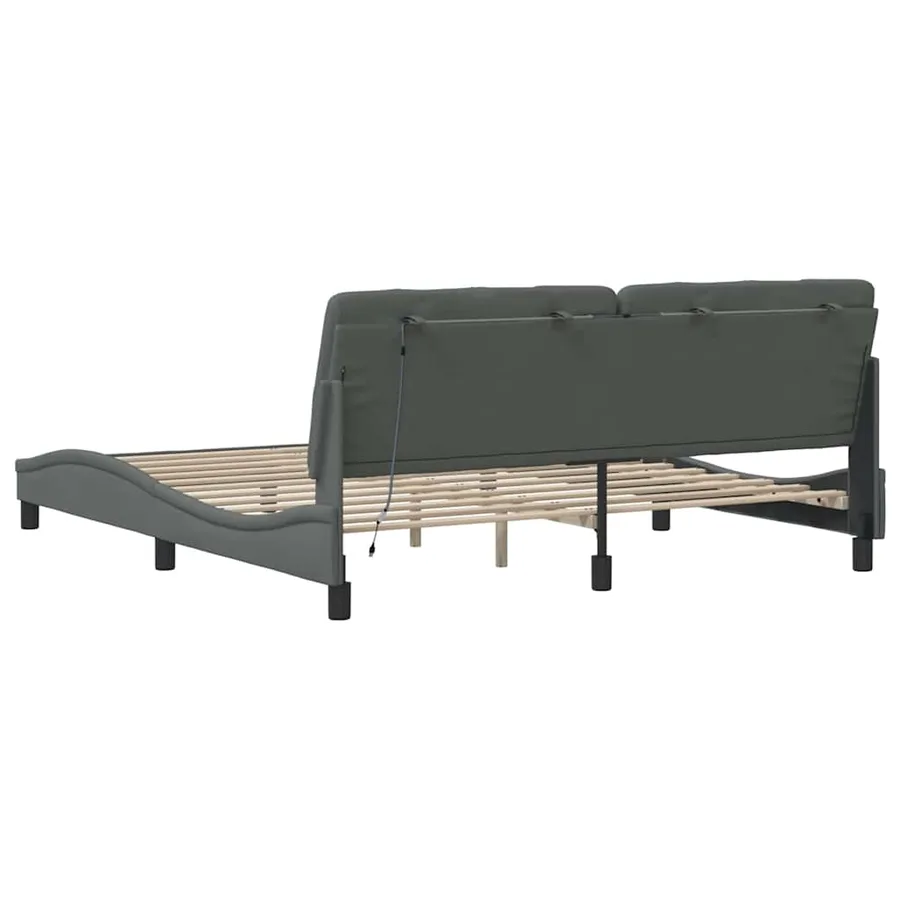 Cadre de lit avec LED sans matelas gris foncé 180x200 cm tissu - 10