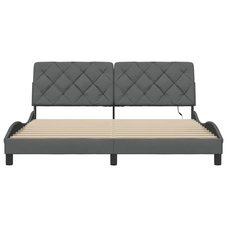 Cadre de lit avec LED sans matelas gris foncé 180x200 cm tissu - 6