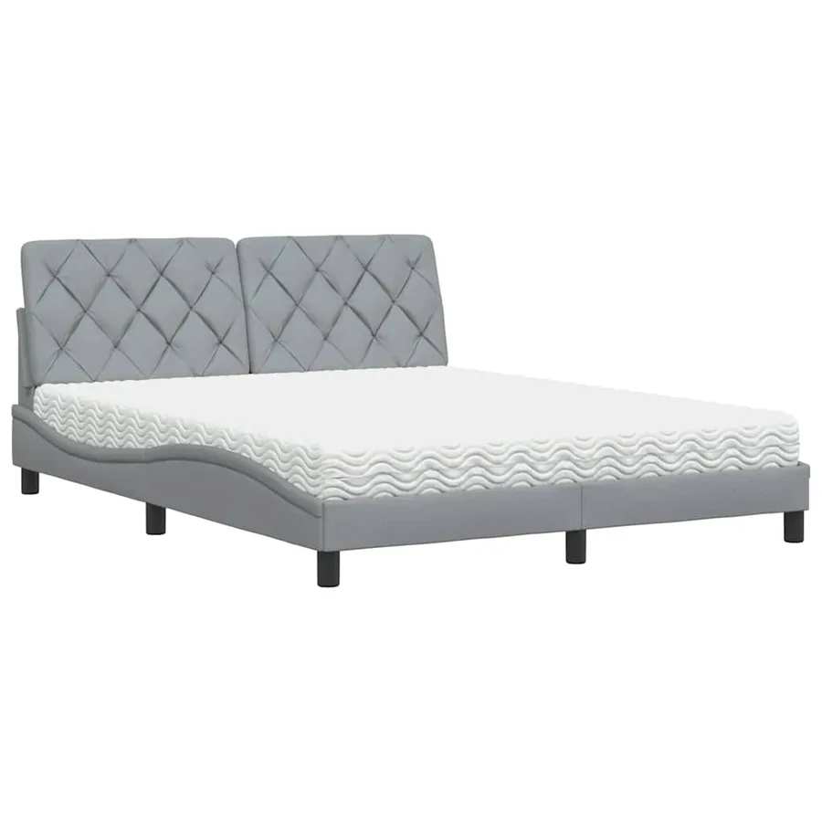 Lit avec matelas gris clair 160x200 cm tissu - 2