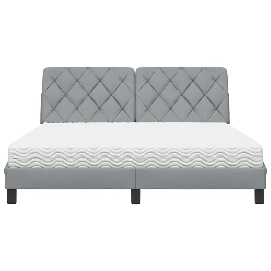 Lit avec matelas gris clair 160x200 cm tissu - 5