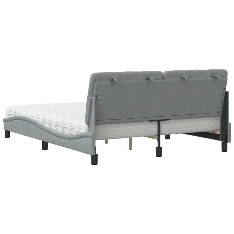 Lit avec matelas gris clair 160x200 cm tissu - 7